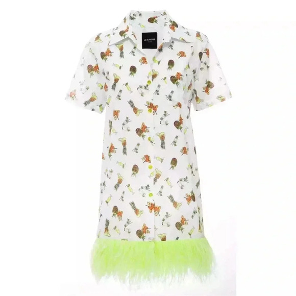 L'AGENCE Dresses & Skirts - Le Superbe white Feathered Happy Hour Camp Dress size 6